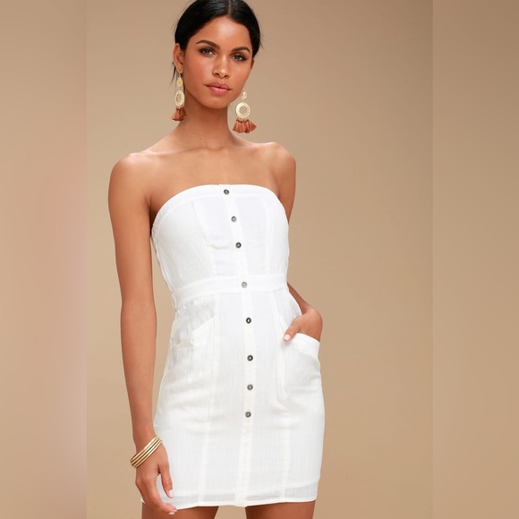 NWT Lulus Make You Mine White Strapless Mini Dress - Small - Picture 3 of 13